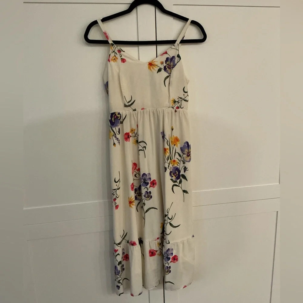 Old Navy Cream Floral Cami Dress with Purple, Pink & Yellow Blooms - Picture 6 of 7